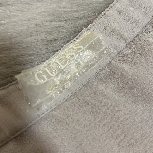 GUESS Mariel Sequined Taupe Blush Peach 28 S M Mini Skirt Lined Side Zipper - Picture 11 of 15